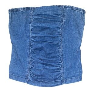 vintage 90s y2k denim jean tube top 70s vibe western cowgirl bustier